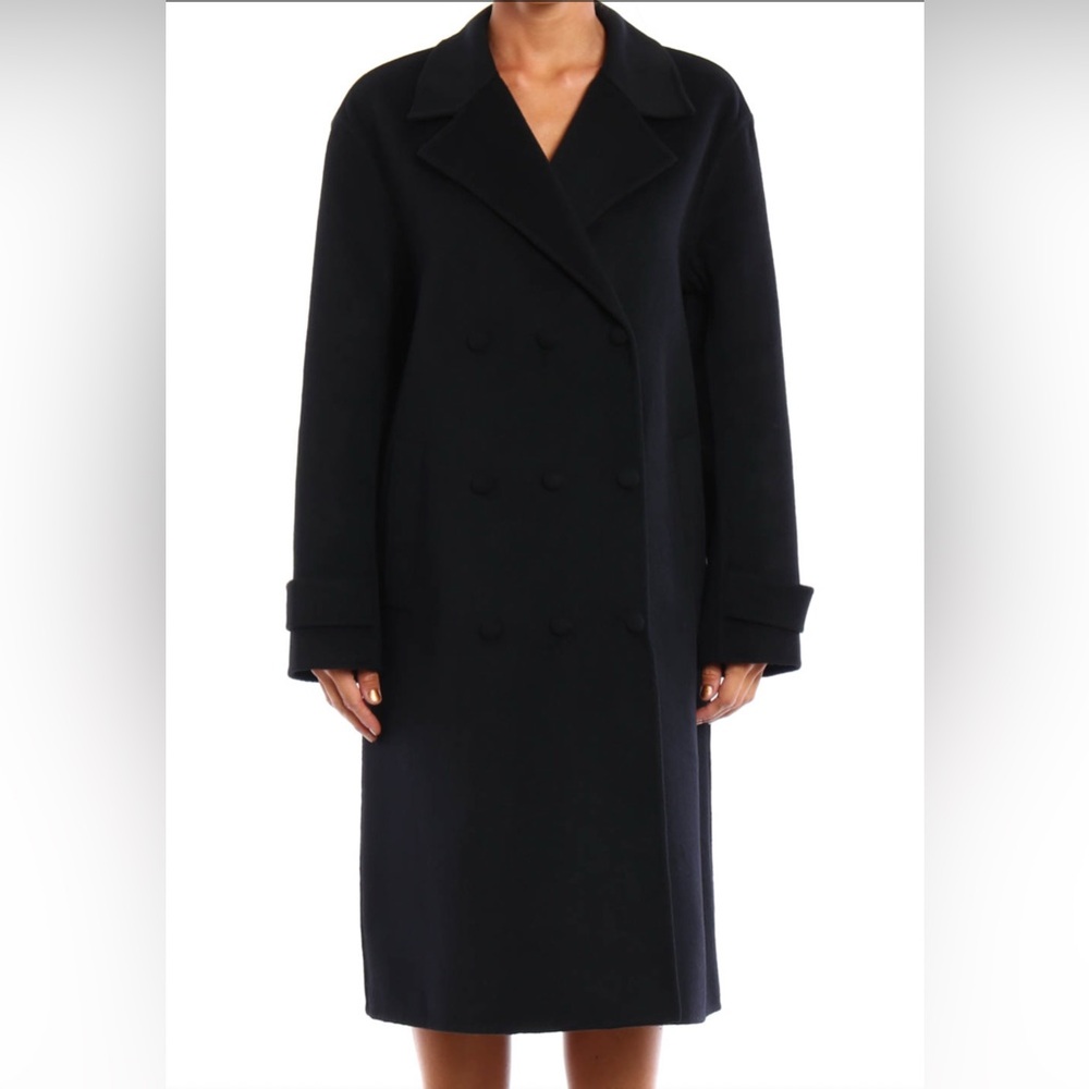 Alexander Wang Black Oversized Timeless Black Wool Blend Double Breasted Coat